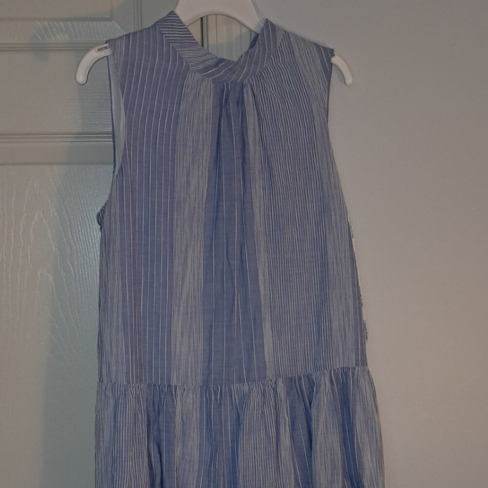 Calvin Klein blue and white ruffled dress